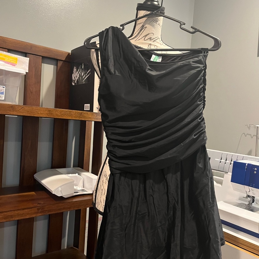 J. Crew Black One-Shoulder Swim One Piece
